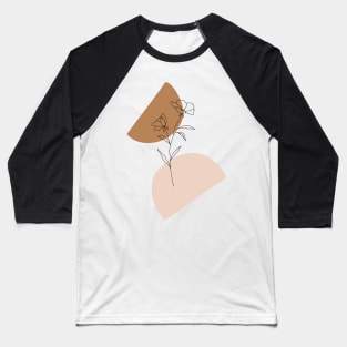 Boho minimal abstract line draw wild flowers Baseball T-Shirt